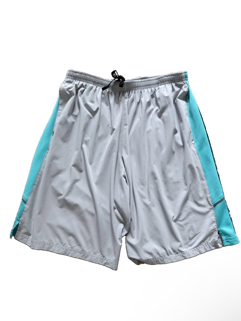 Nike Mens Medium Light Gray Dri Fit Running Shorts, Liner Removed, Pockets